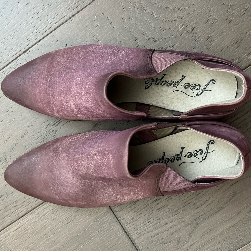 Pink leather free people pointed toe mule/short bootie